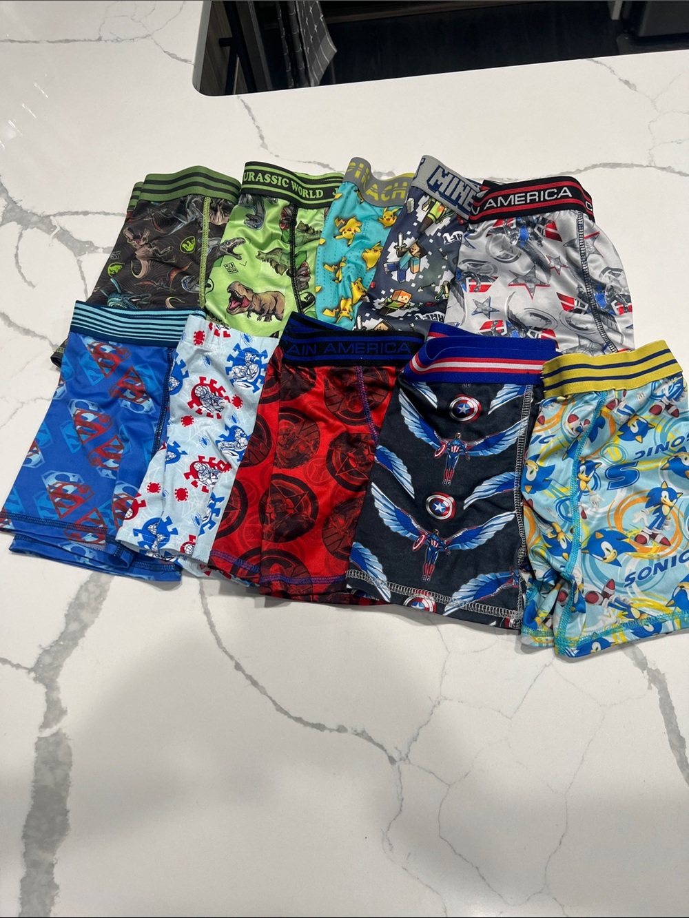 Kids Character Boxer Briefs Pack - Assorted Blue, Red, Green, Gray 10 pair
